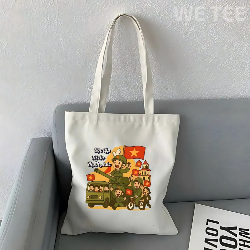 Túi tote vải canvas Tự hào tôi là người Việt Nam có khoá kéo và ngăn phụ, đi học đi chơi - TOTE19_thumbnail_3