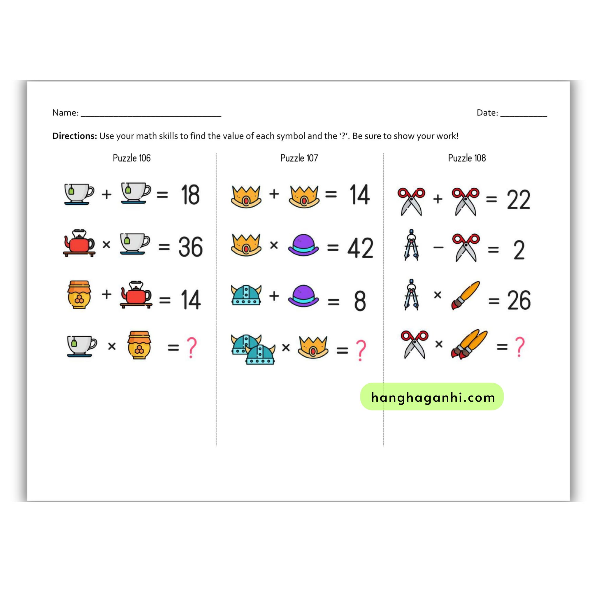 Math Puzzles for Smart Kids, Sách Toán tư duy hình ảnh Neurotrainer cho bé_thumbnail_7