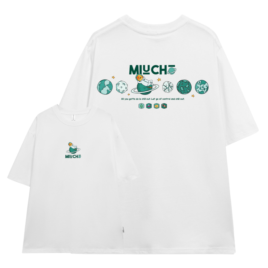 Áo thun nam Sapce form rộng ATD265 Miucho Man cotton cổ tròn in typography