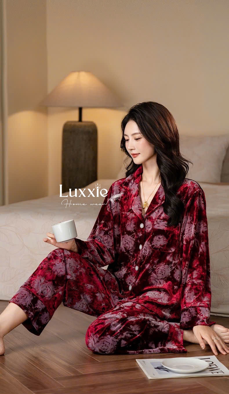 NHUNG37 Bộ ngủ nhung hoa hồng_thumbnail_4