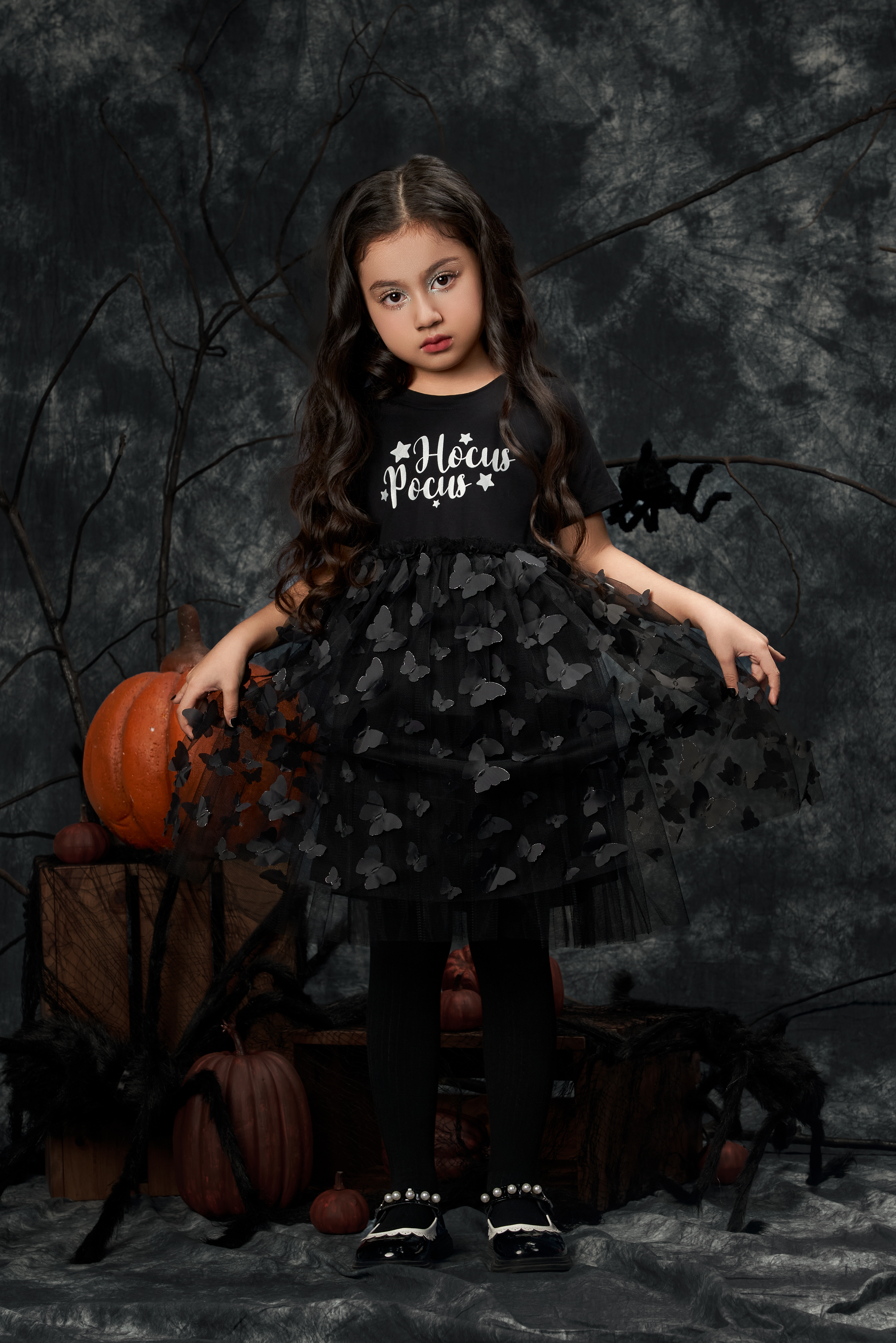 Váy thun cộc tay phối tutu bướm