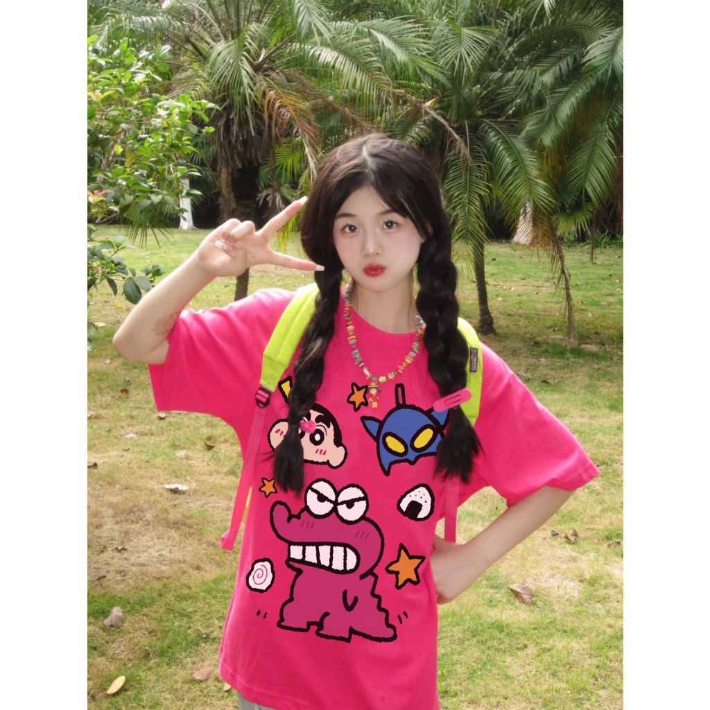 Áo thun nữ in hình Shin dễ thương form rộng ATD224 Miucho cotton spandex in Artwork_thumbnail_8