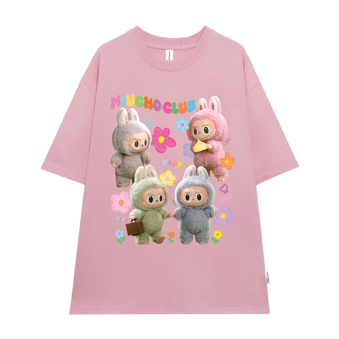 Áo thun labubu dễ thương form rộng nhiều màu ATD1452 Miucho vải cotton cổ tròn in mix_thumbnail_10