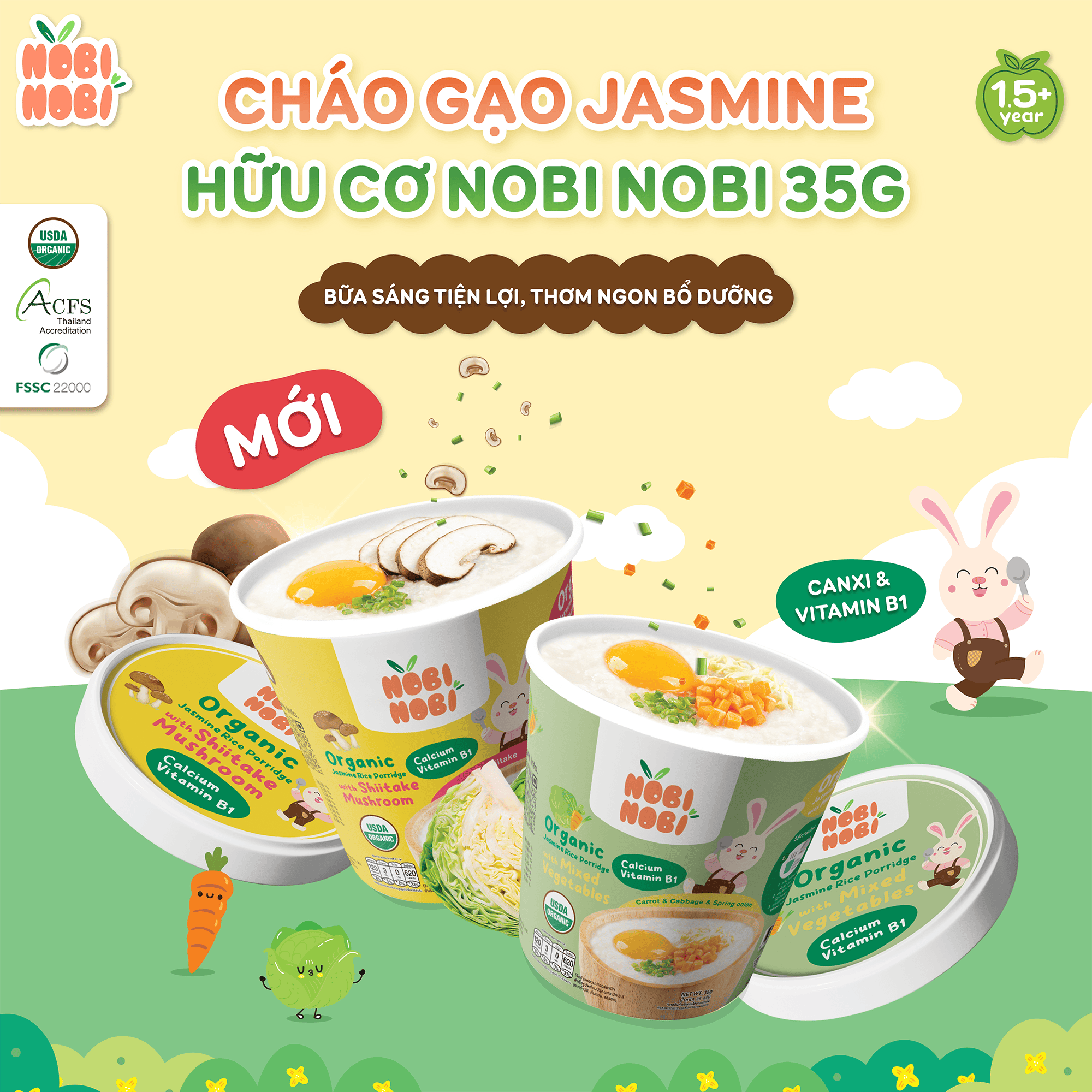 CHÁO GẠO NOBI Organic vị nấm