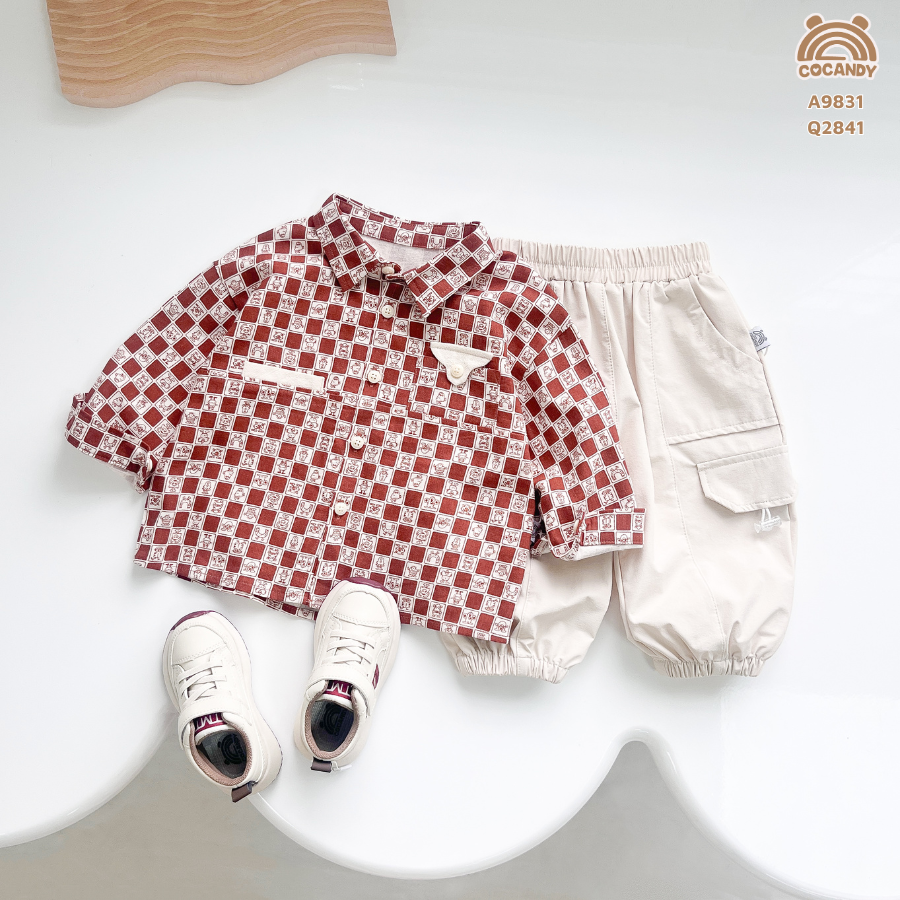 Áo dài ĐỎ sơ mi họa tiết ô vuông_thumbnail_2