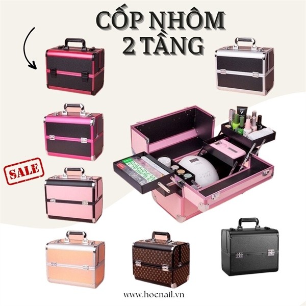 Cốp nhôm 2 tầng màu hồng đậm