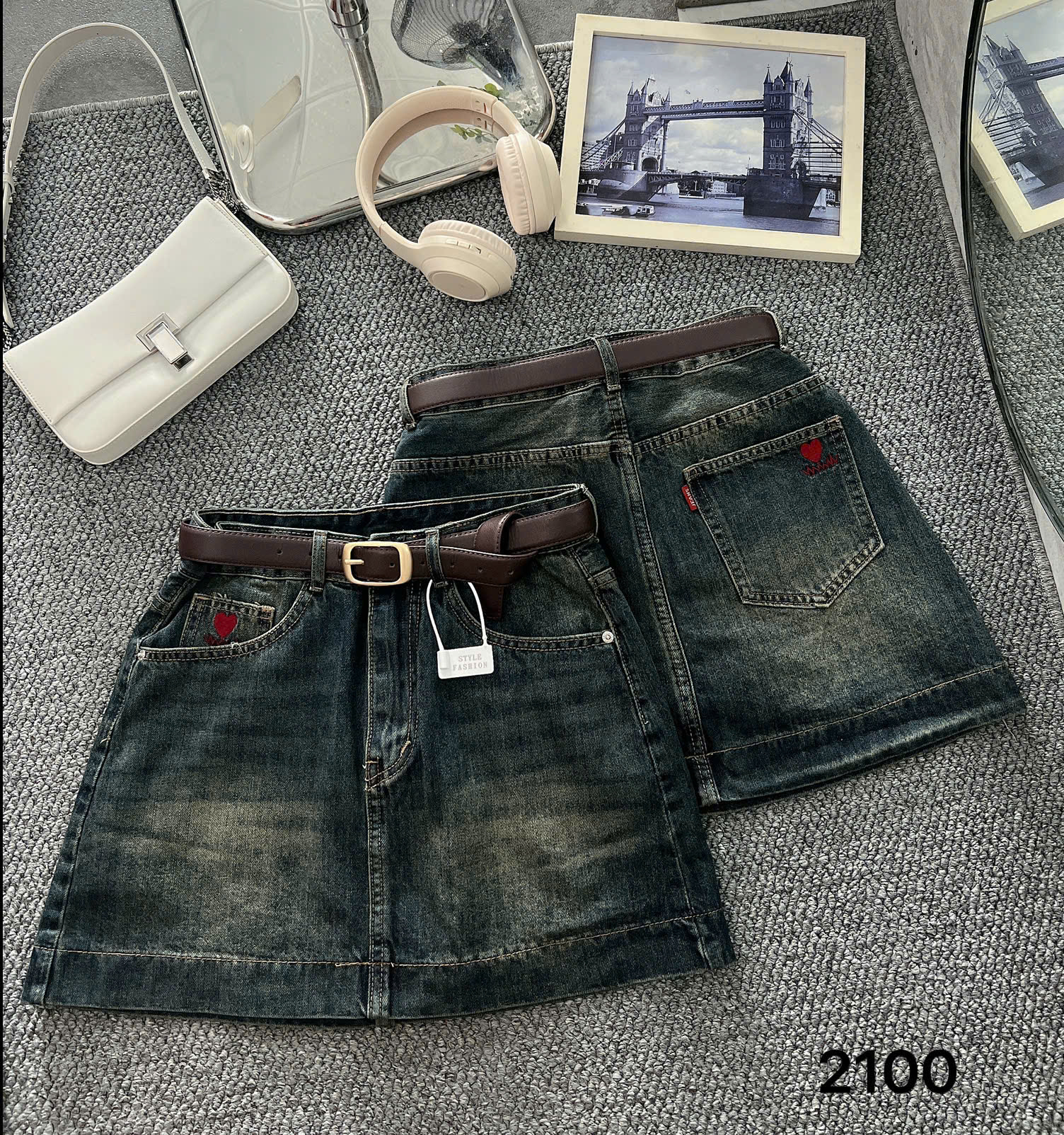 Chân váy dáng A thêu trái tim bigsize JV2100 dành cho nàng béo mập từ 55-90kg