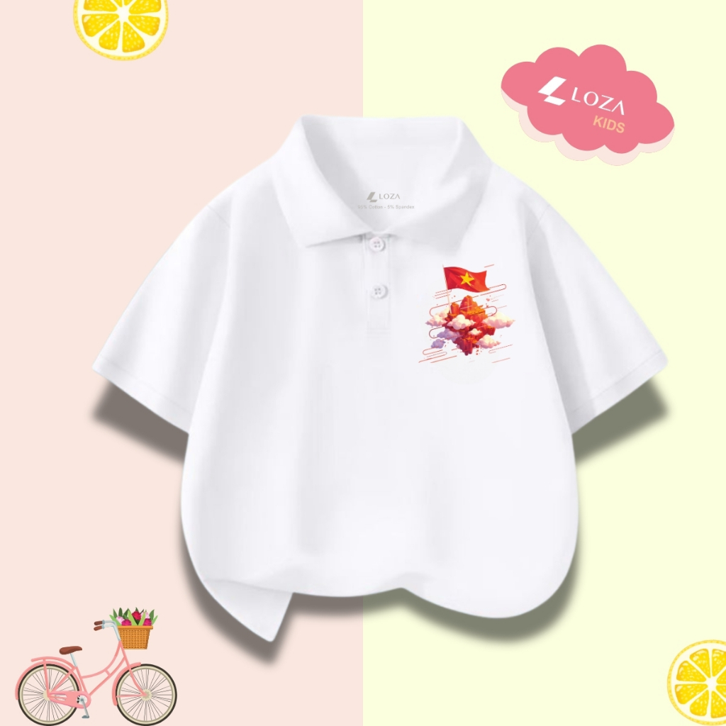 Áo polo trẻ em in hình 
