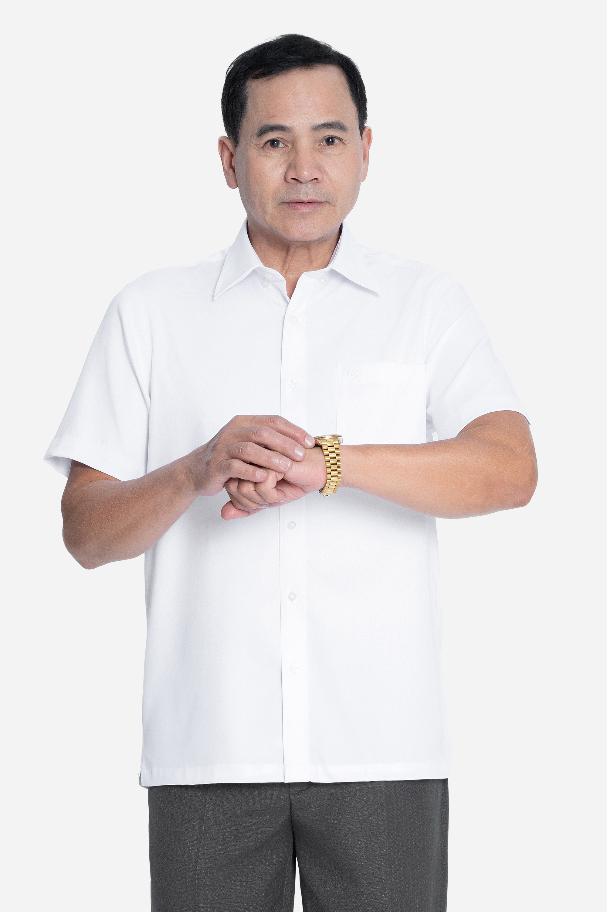 Sơ Mi Trơn Cộc Tay Nam Trung Niên ANCHI Chất Liệu Sợi Sồi Cao Cấp Màu Xanh_thumbnail_31