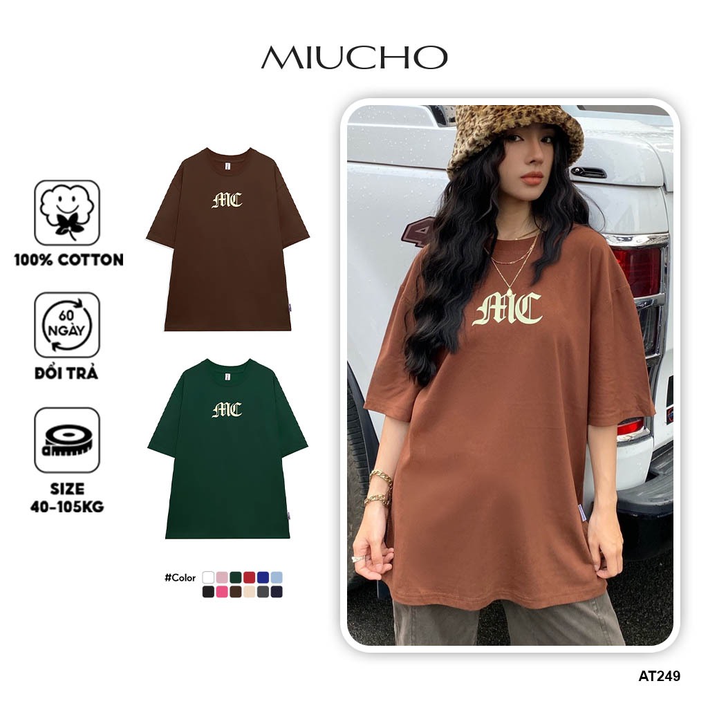 Áo thun nữ form rộng đẹp tay lỡ kiểu hàn quốc chất vải cotton AT249 Miucho in brand name