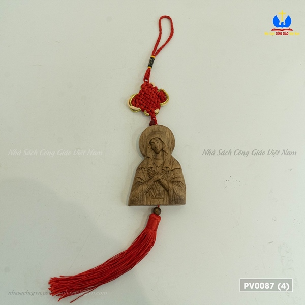 Khánh, dây treo ô tô gỗ trầm hương Đức Mẹ Hằng Cứu Giúp_thumbnail_2