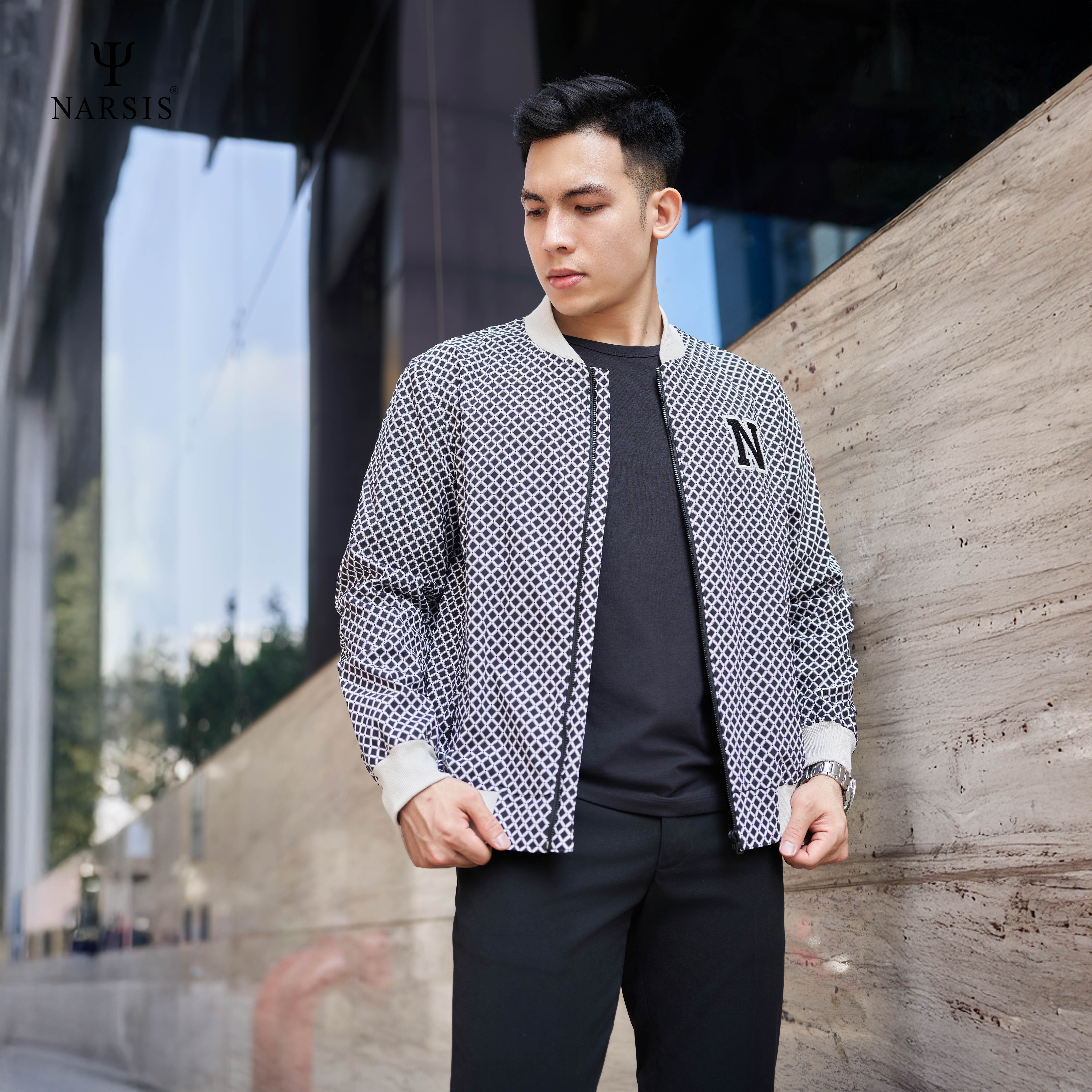 Áo khoác bomber nam Narsis D24035 dài tay, kiểu dáng trẻ trung, năng động._thumbnail_2