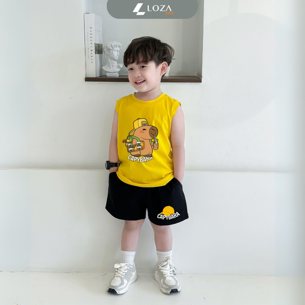 Bộ ba lỗ bé trai in hình Capybara đeo cặp - Loza Kids BL347_thumbnail_3