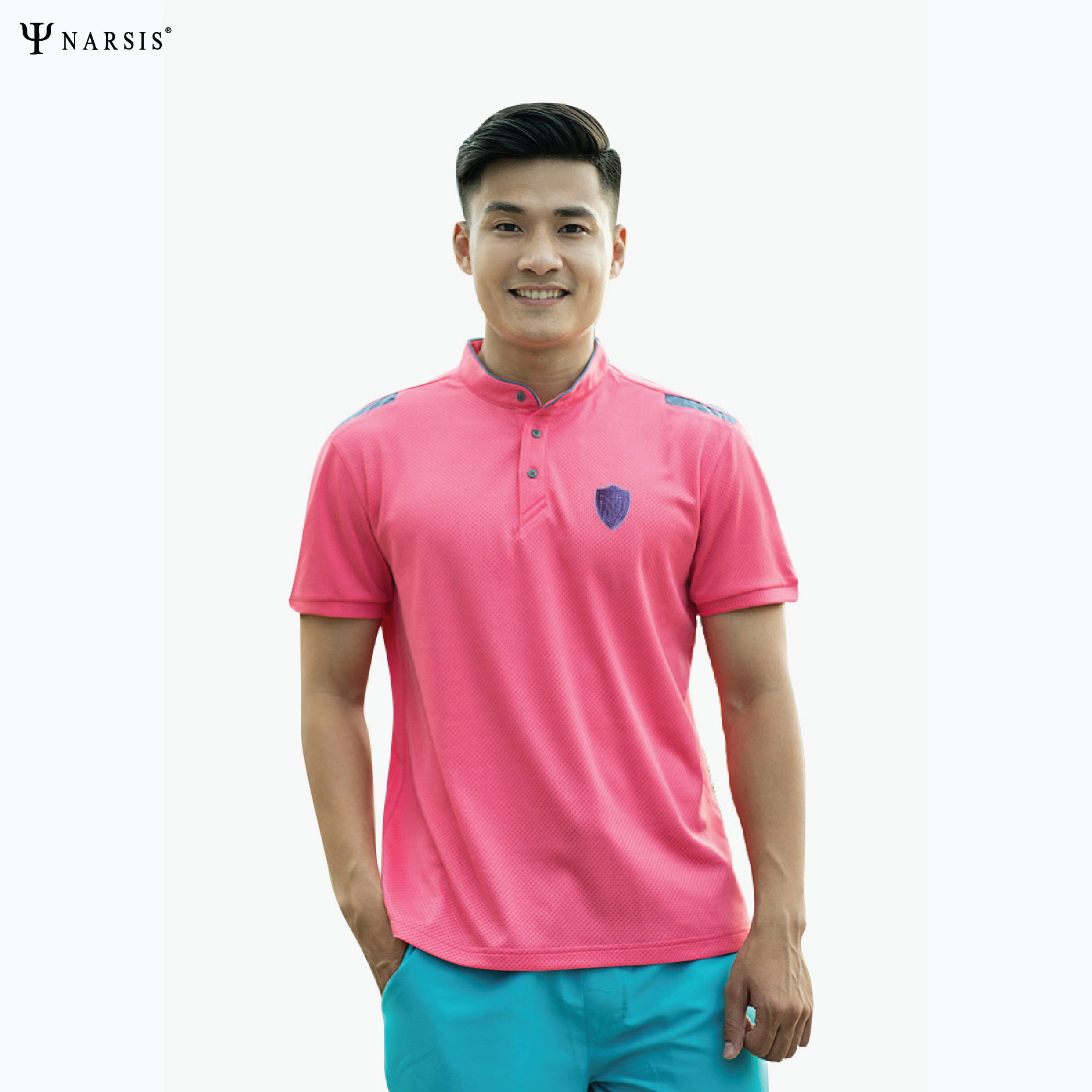 ÁO NAM NARSIS  MÀU HỒNG CAM D8008A NARSIS PE NHẸ, THOÁNG KHÍ, THẤM MỒ HÔI, CHẤT LIỆU BỀN, CHỐNG NẮNG_thumbnail_2