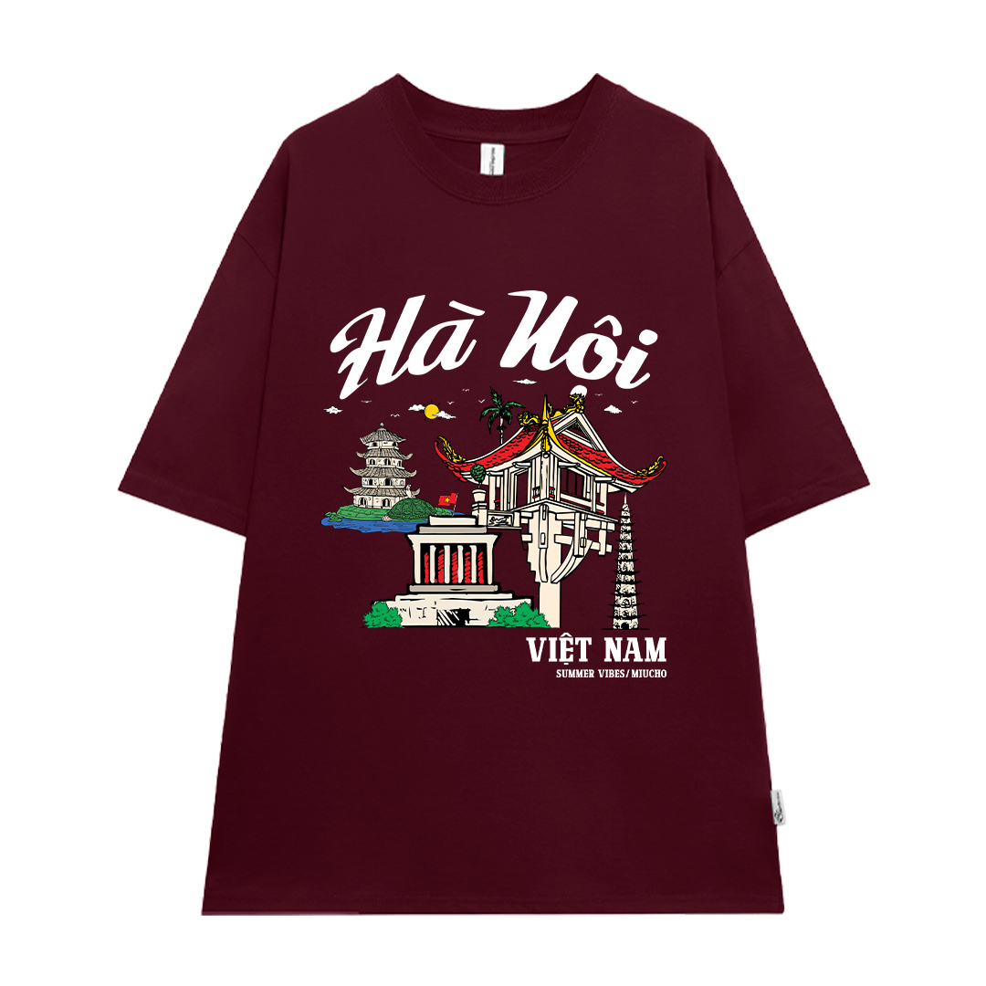 Áo thun du lịch Hà Nội ATD1264 Miucho vải cotton thoáng mát in mix_thumbnail_20