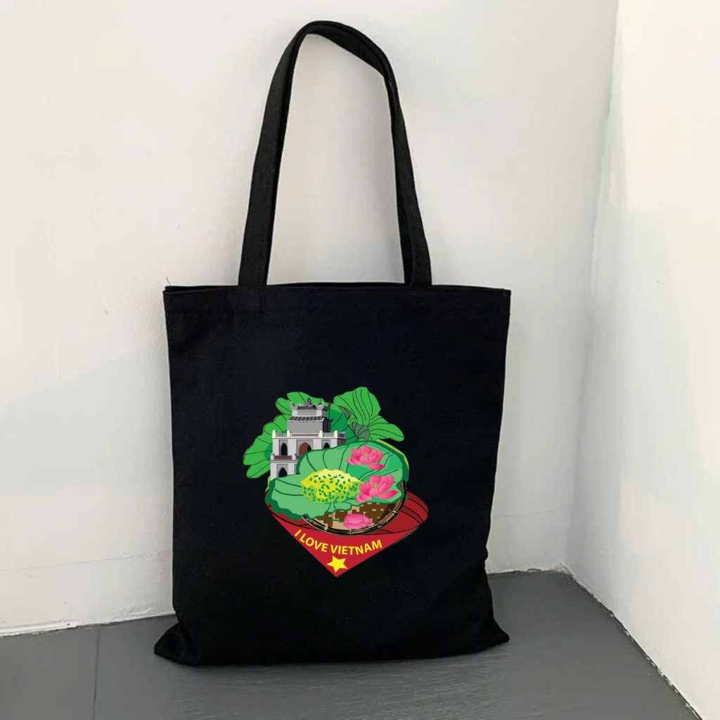 Túi tote vải canvas BST Tôi yêu Việt Nam có khoá kéo và ngăn phụ đi học, đi chơi - 𝐖𝐞 𝐓𝐞𝐞 TOTE10