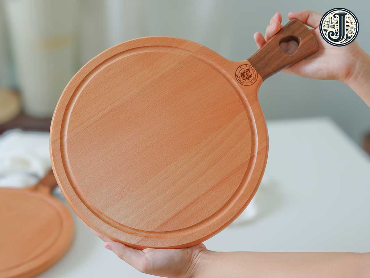 Thớt tròn có tay cầm gỗ beech