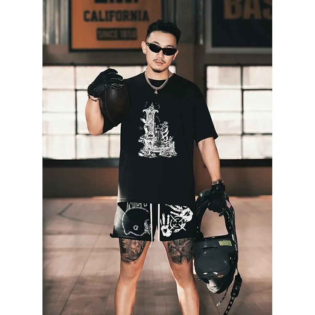 Áo thun nam form rộng Miucho Iconic vải cotton thoáng mát co giãn 2 chiều in chữ cái L 2757_thumbnail_3