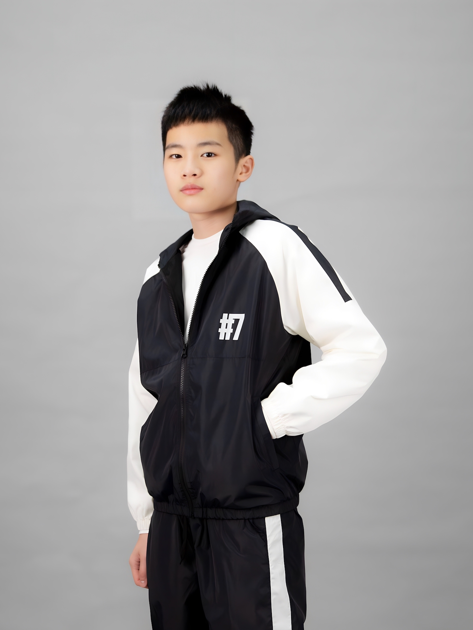 Áo khoác gió 2 lớp đen phối trắng #7_thumbnail_3