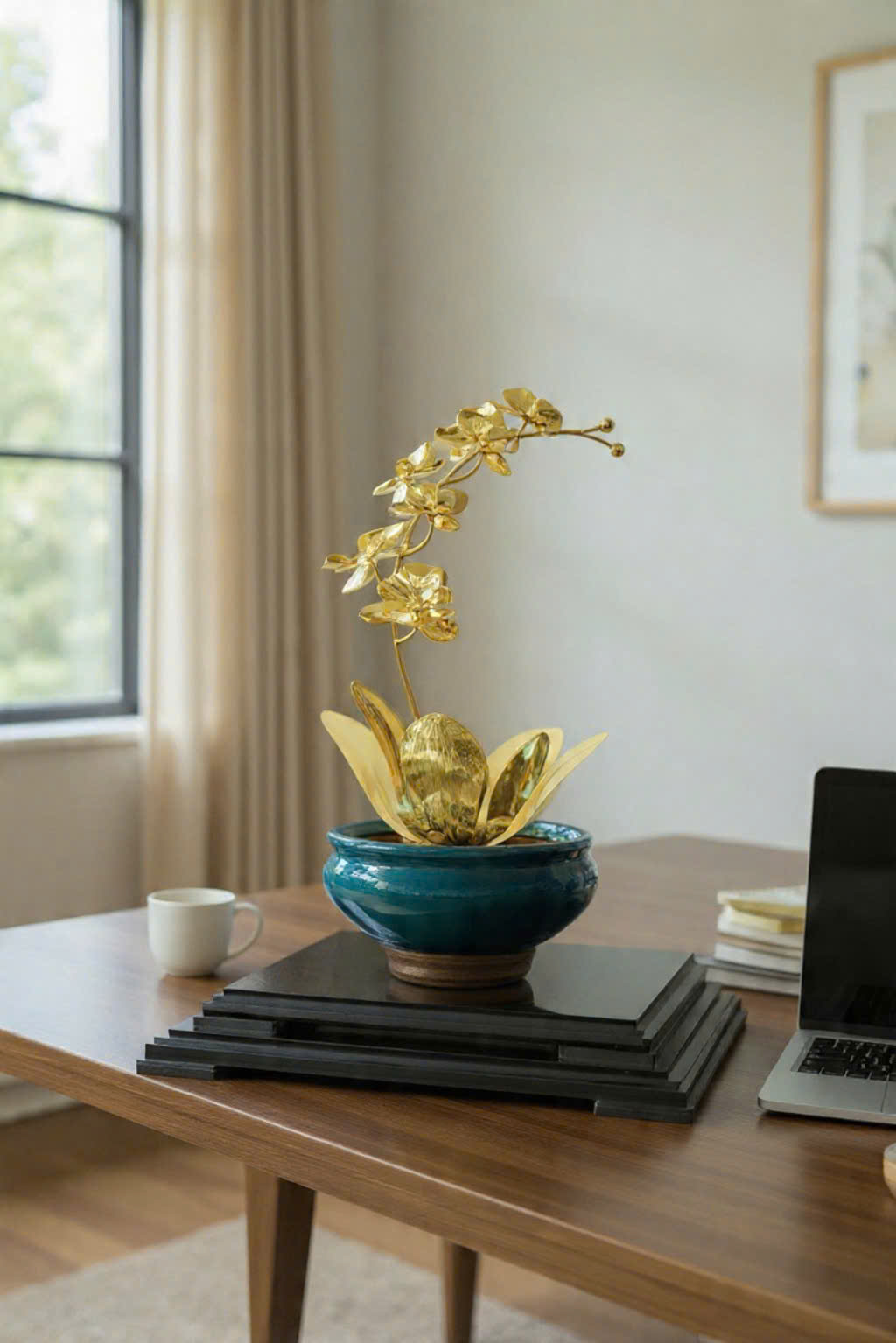 Hoa lan hồ điệp bằng đồng mạ vàng 24k _thumbnail_2