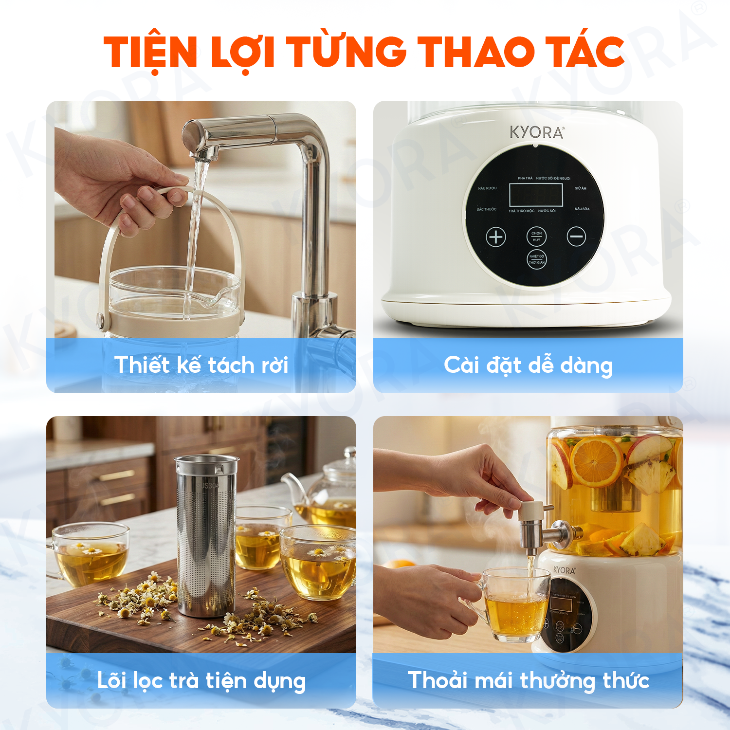 Ấm Đun Nước Giữ Nhiệt Đa Năng 8in1 Kyora 2.8L - 8 chức năng đun nấu - Giữ nhiệt 48H liên tục - Kèm lõi lọc trà_thumbnail_6