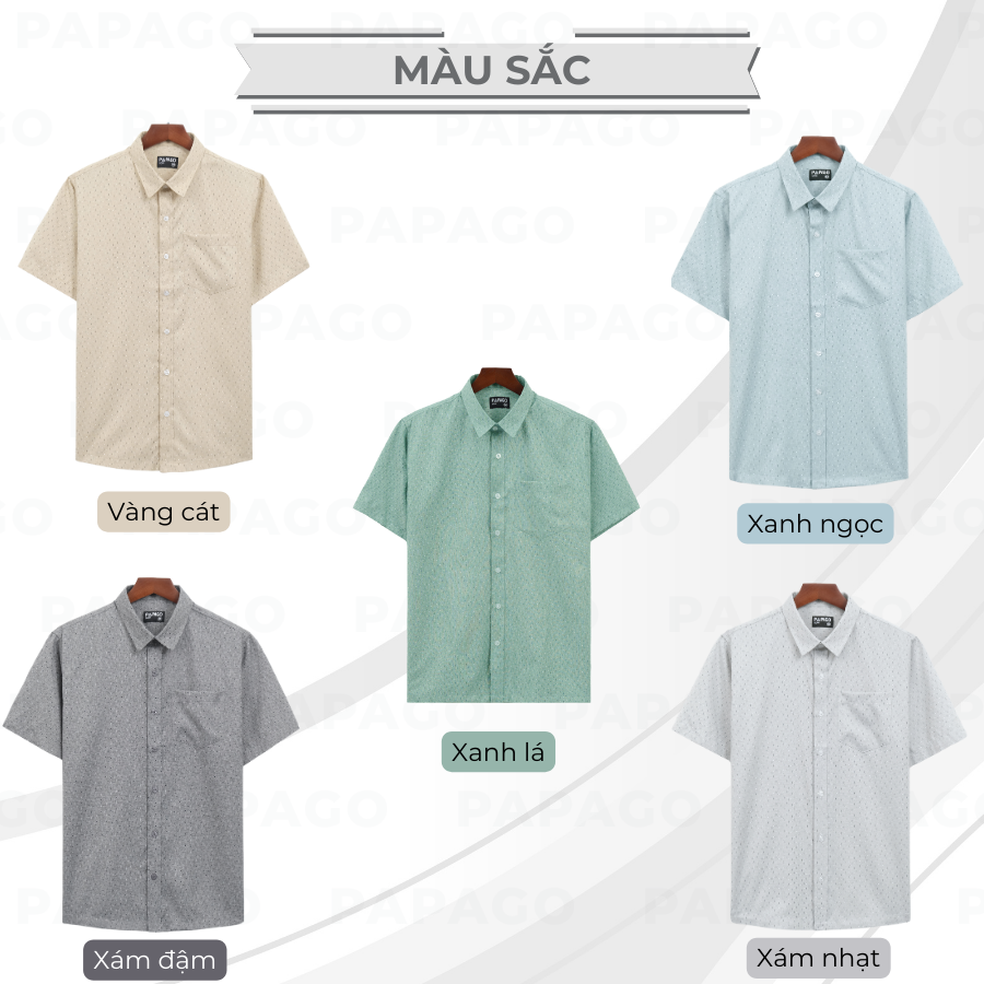Áo sơ mi nam trung niên PAPAGO vải xô đũi tay ngắn lai ngang in họa tiết - P24SNHT008_thumbnail_5