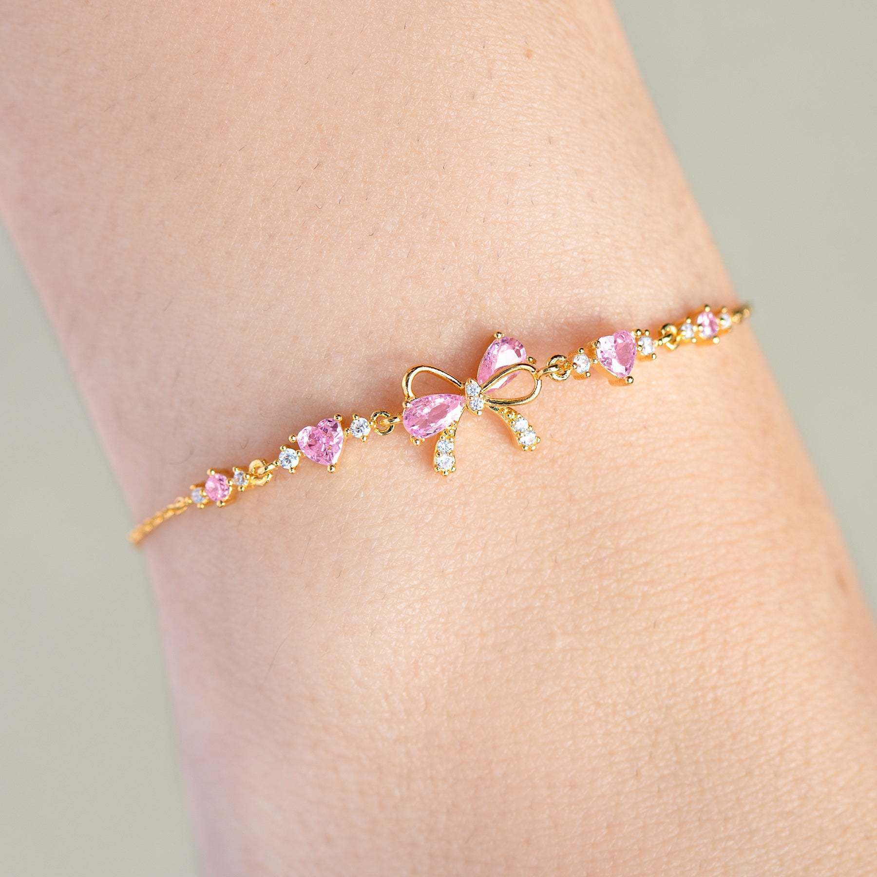 Bộ trang sức Charm nơ Đính đá trái tim_thumbnail_1