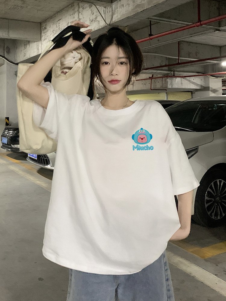 Áo thun Loopy Hải Ly form rộng ATD652 Miucho cotton cổ tròn in artwork_thumbnail_1