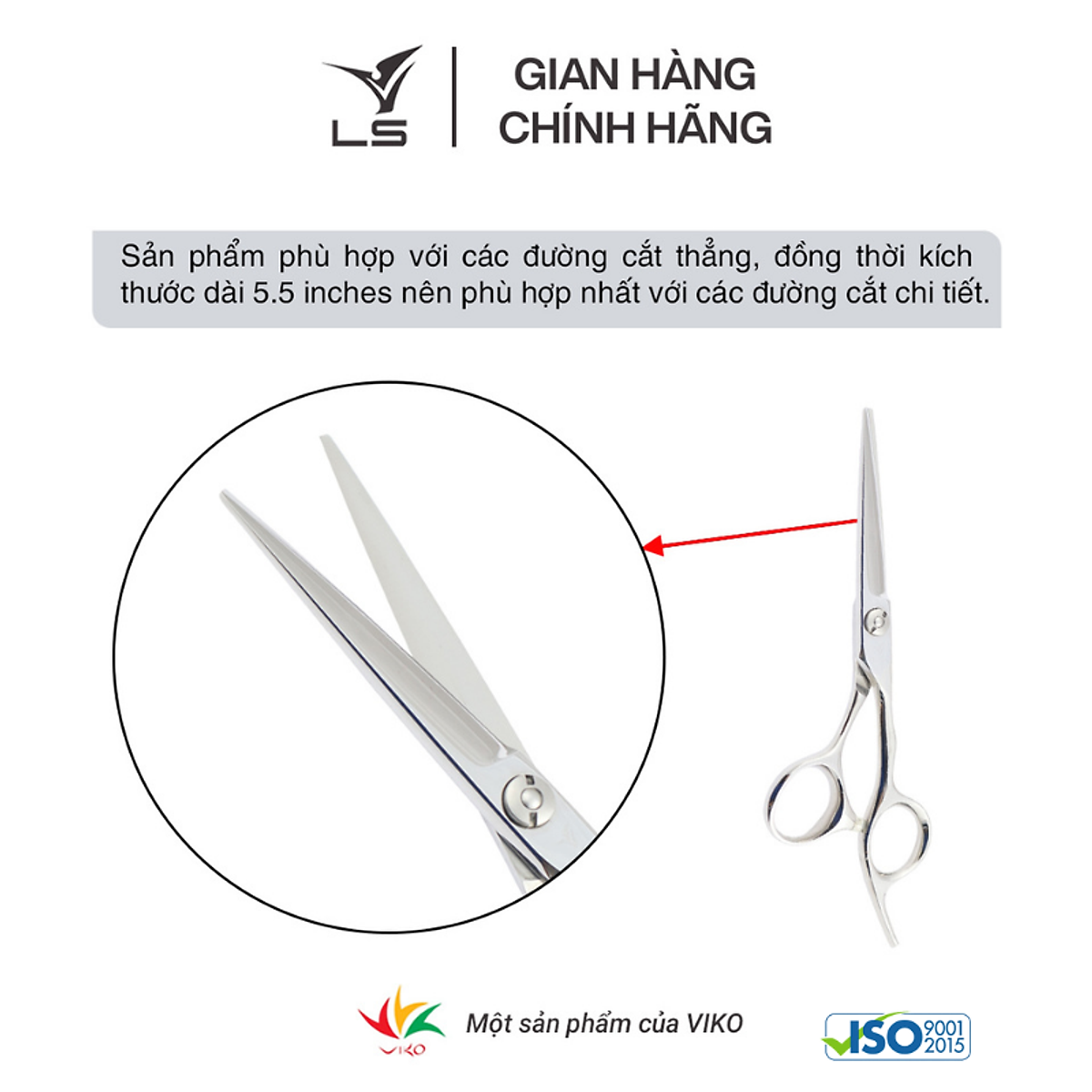 Kéo cắt tóc Viko LS CB13/5.5 bảo hành 2 năm_thumbnail_2