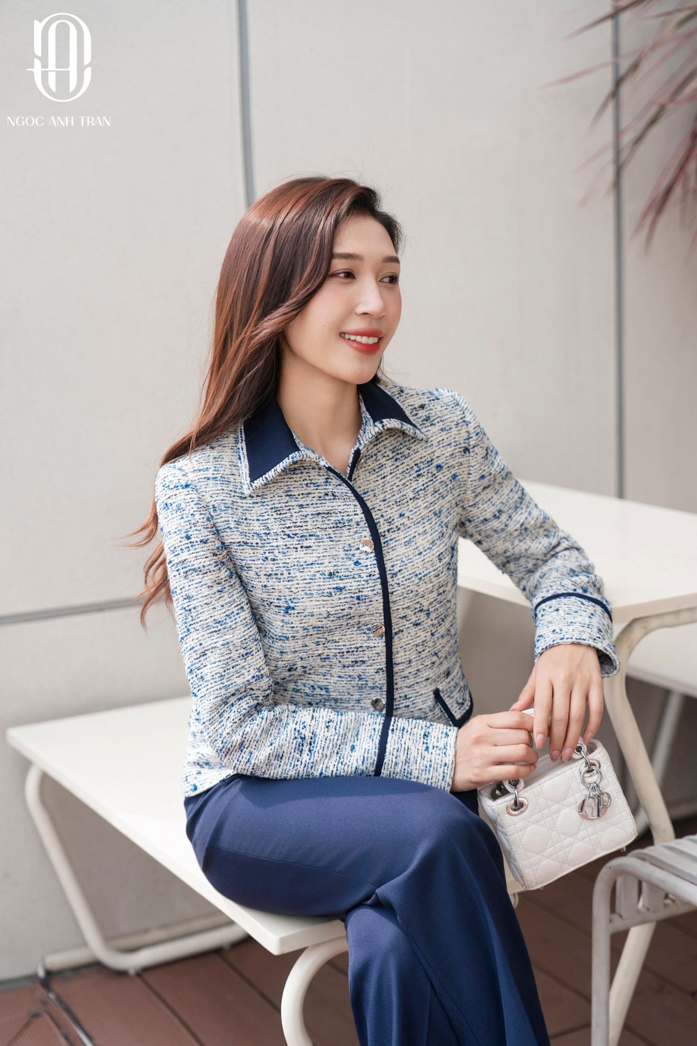 A234 - Áo dạ tweed dệt sợi phối viền