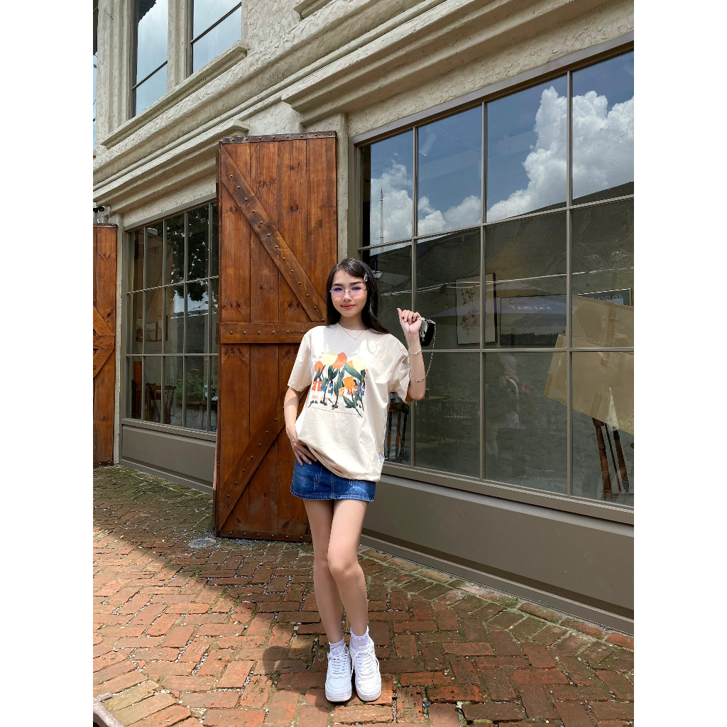 Áo thun nữ hoa tulip form rộng ATD201 Miucho chất vải cotton in Artwork_thumbnail_7