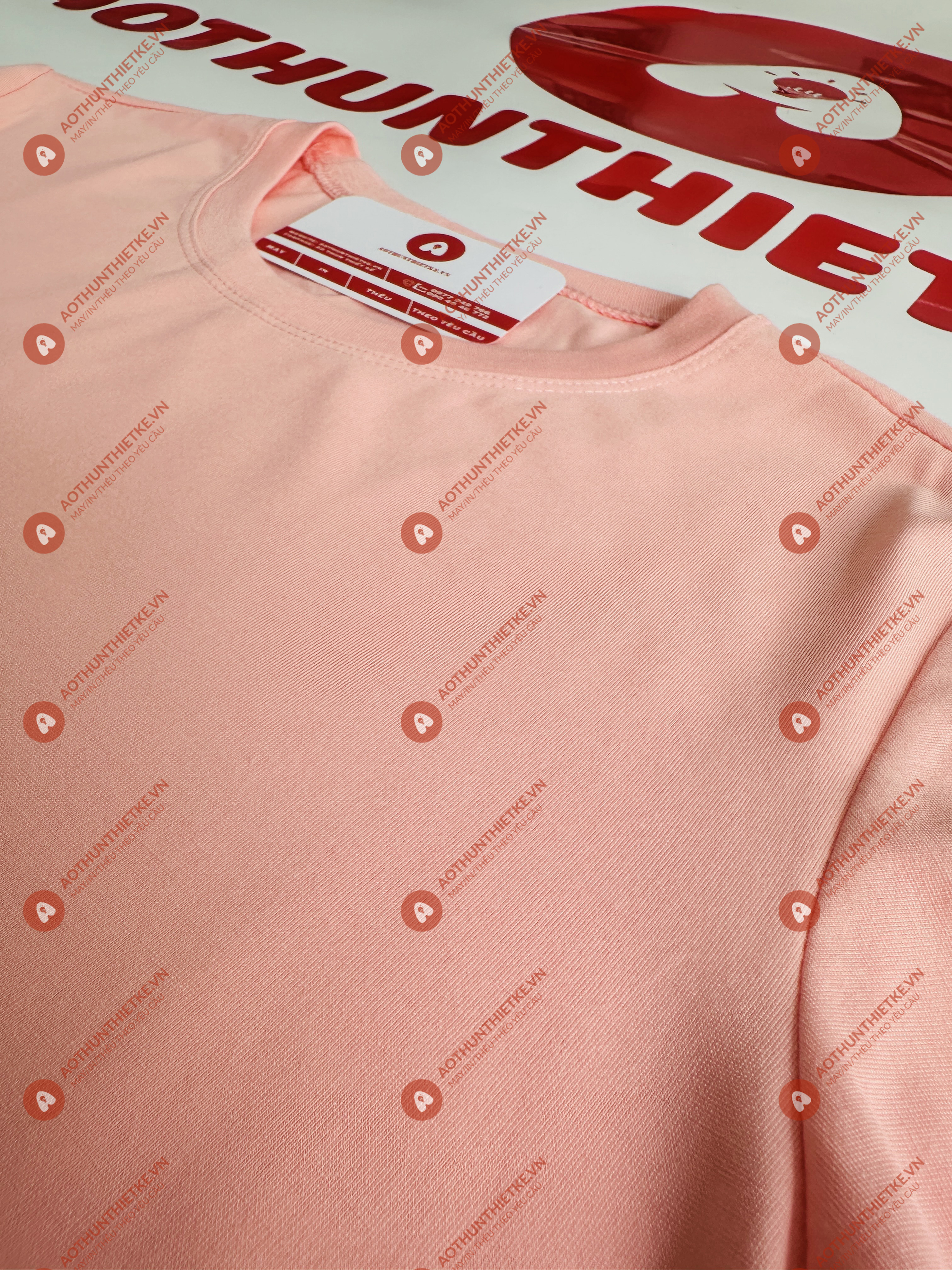 Áo Đồng Phục Cổ Tròn Hồng Dâu