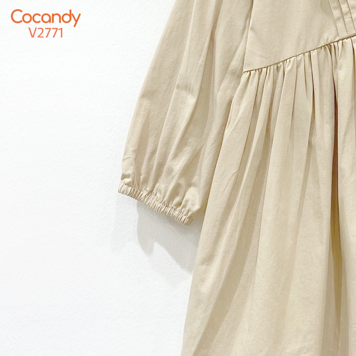 Váy dài BE RÊU cổ bèo phối BE LỚN_thumbnail_2