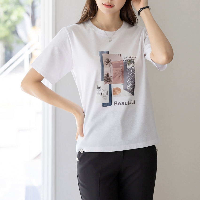 [Form vừa] Áo phông nữ thời trang LOZA màu trắng in hình phong cách Hàn Quốc - Mã VT8120