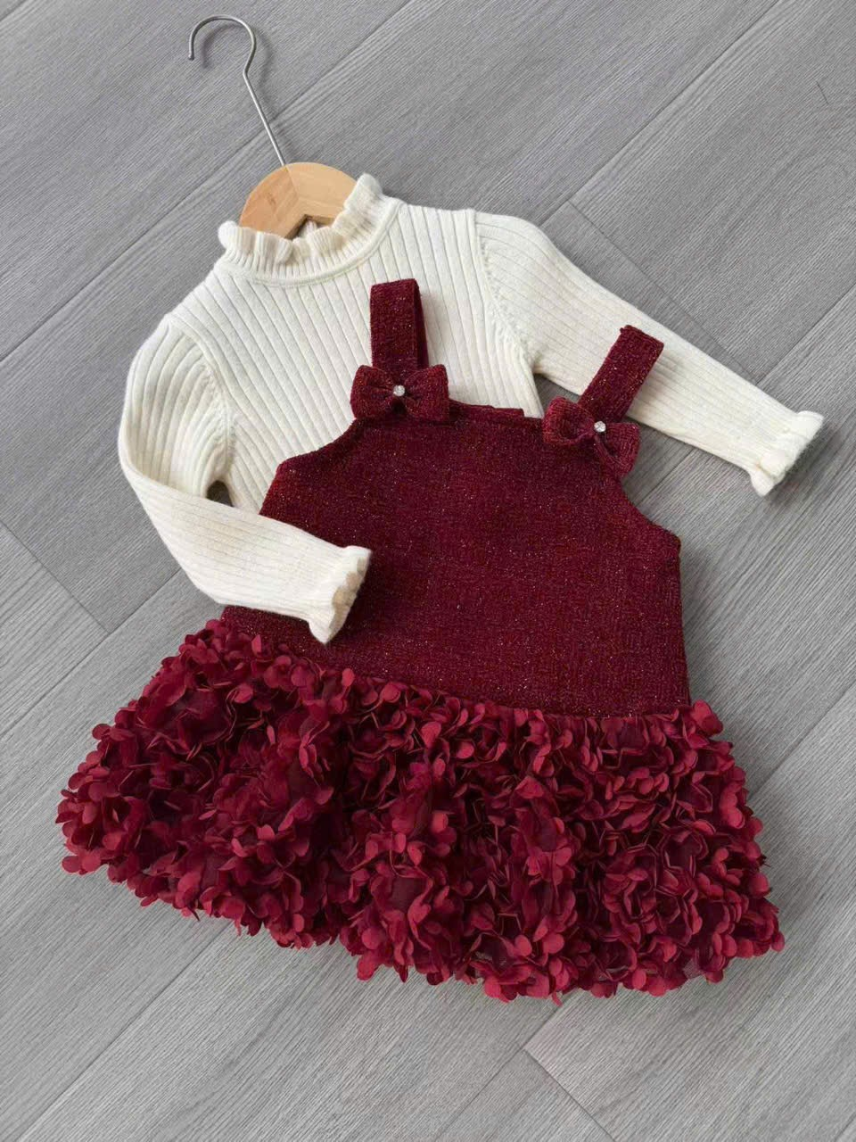 (S95) Set 2 chi tiết dạ đỏ váy bèo hoa_thumbnail_1