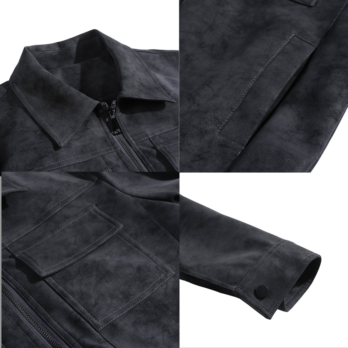 PA16 – Áo khoác da nubuck nam thu đông, ve áo, phong cách biker