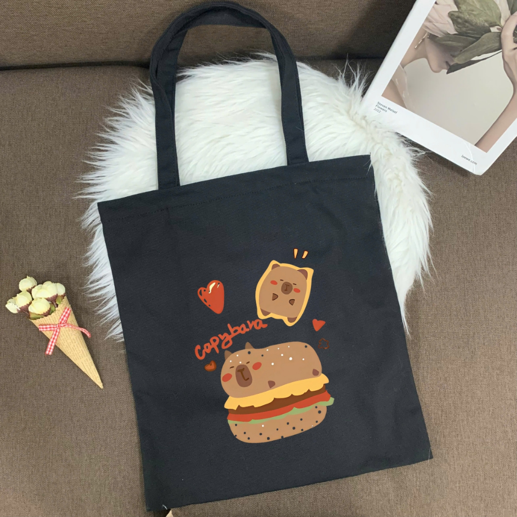 Túi tote in hình Capybara Cute - Túi vải canvas kích thước 33x37cm đựng vừa A4  và laptop - TOTE10_thumbnail_15