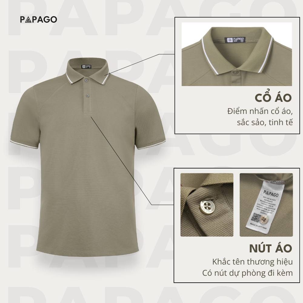 Áo Thun Polo PAPAGO Nam Trung Niên Phối Viền Cổ áo Form Rộng Thoải Mái - P25PLPT002_thumbnail_2