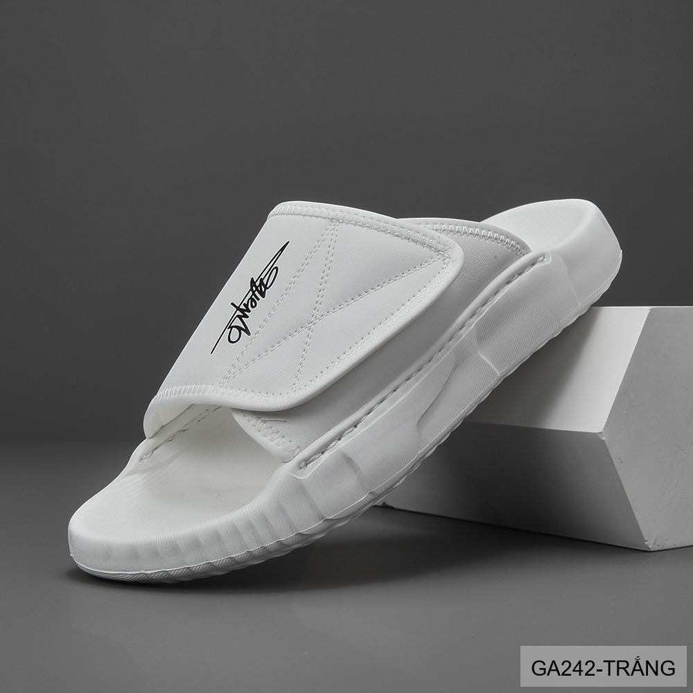 GA242 - Dép xỏ ngón nam da bò phong cách trẻ trung màu trắng đen