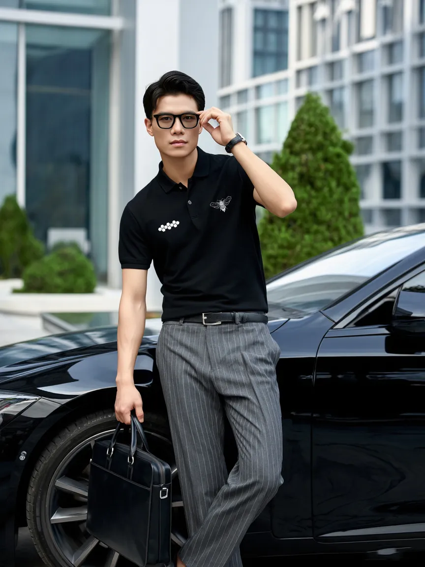 Áo polo cá sấu form vừa in artwork PLCSD2455 Miucho Iconic vải polyester thoáng mát chống nhăn cổ trụ_thumbnail_2