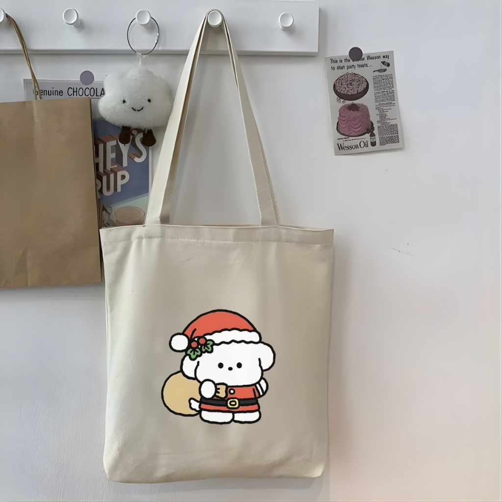 Túi tote vải canvas hình NOEL, Merry Christmas, đeo vai, có khóa kéo và ngăn phụ - WE TEE WTU08_thumbnail_7