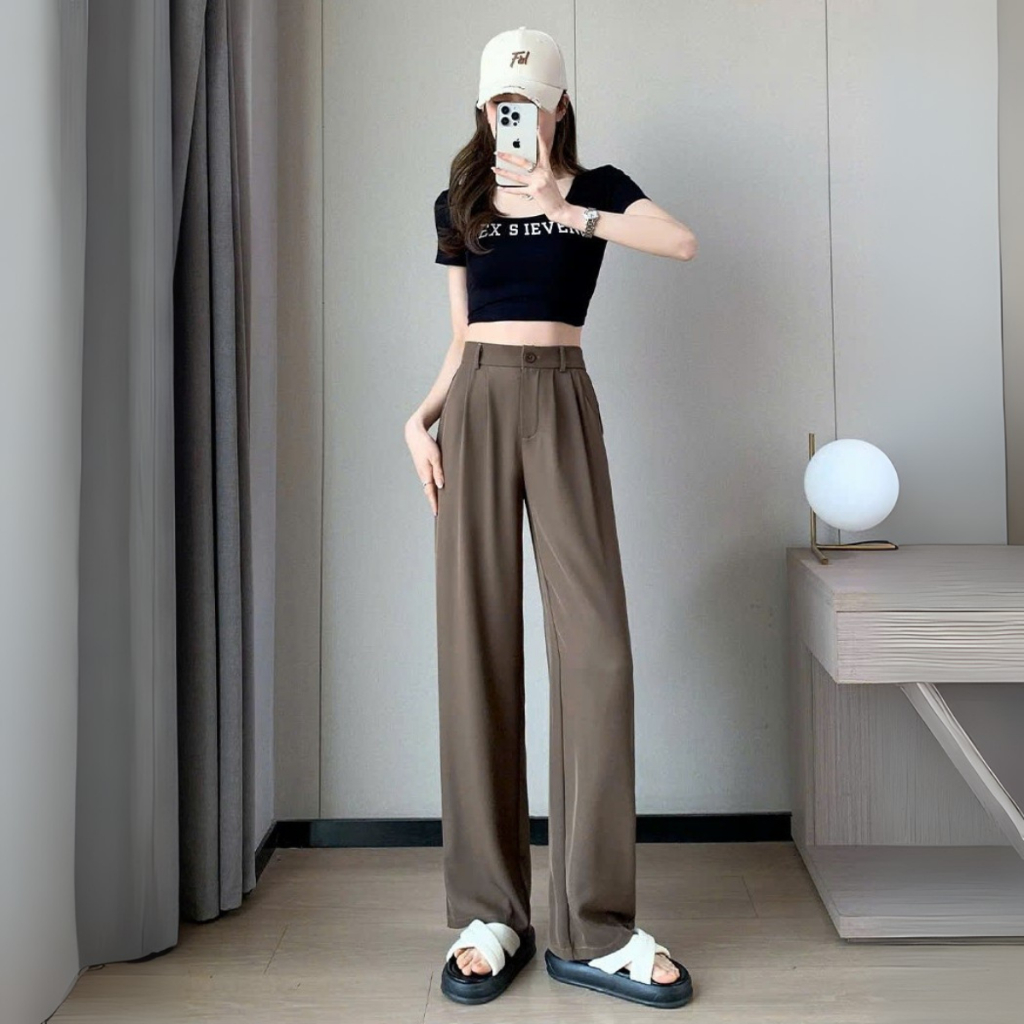 Quần suông nữ ống rộng phong cách Hàn Quốc 3 màu đen,nâu,ghi - Quần dài nữ Loza LQ095227_thumbnail_1