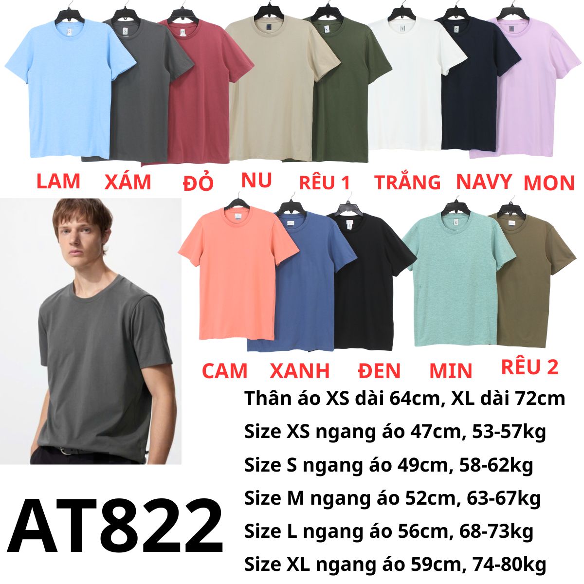 AT822 - Áo thun nam Uni