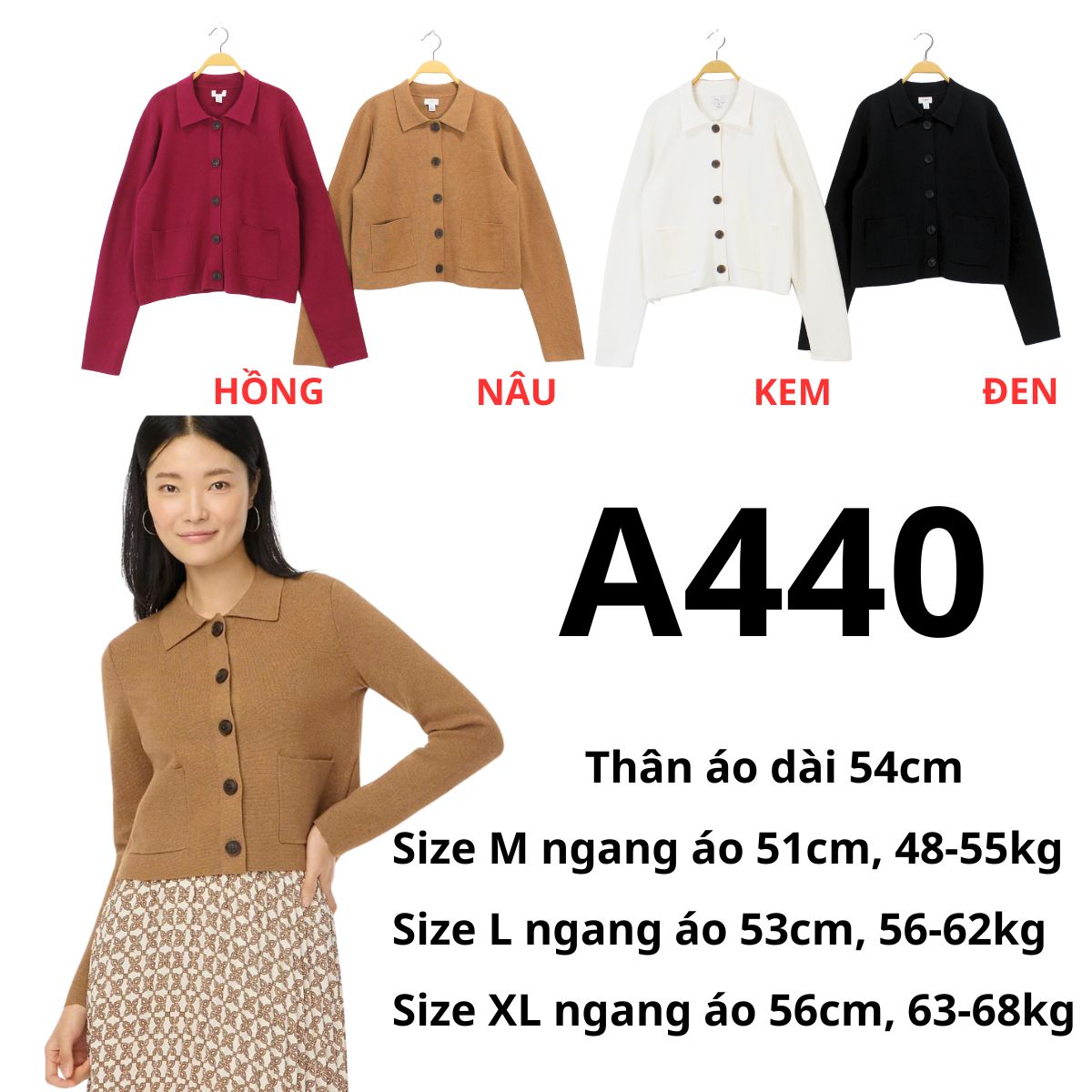A440-ÁO CARDIGAN JCR