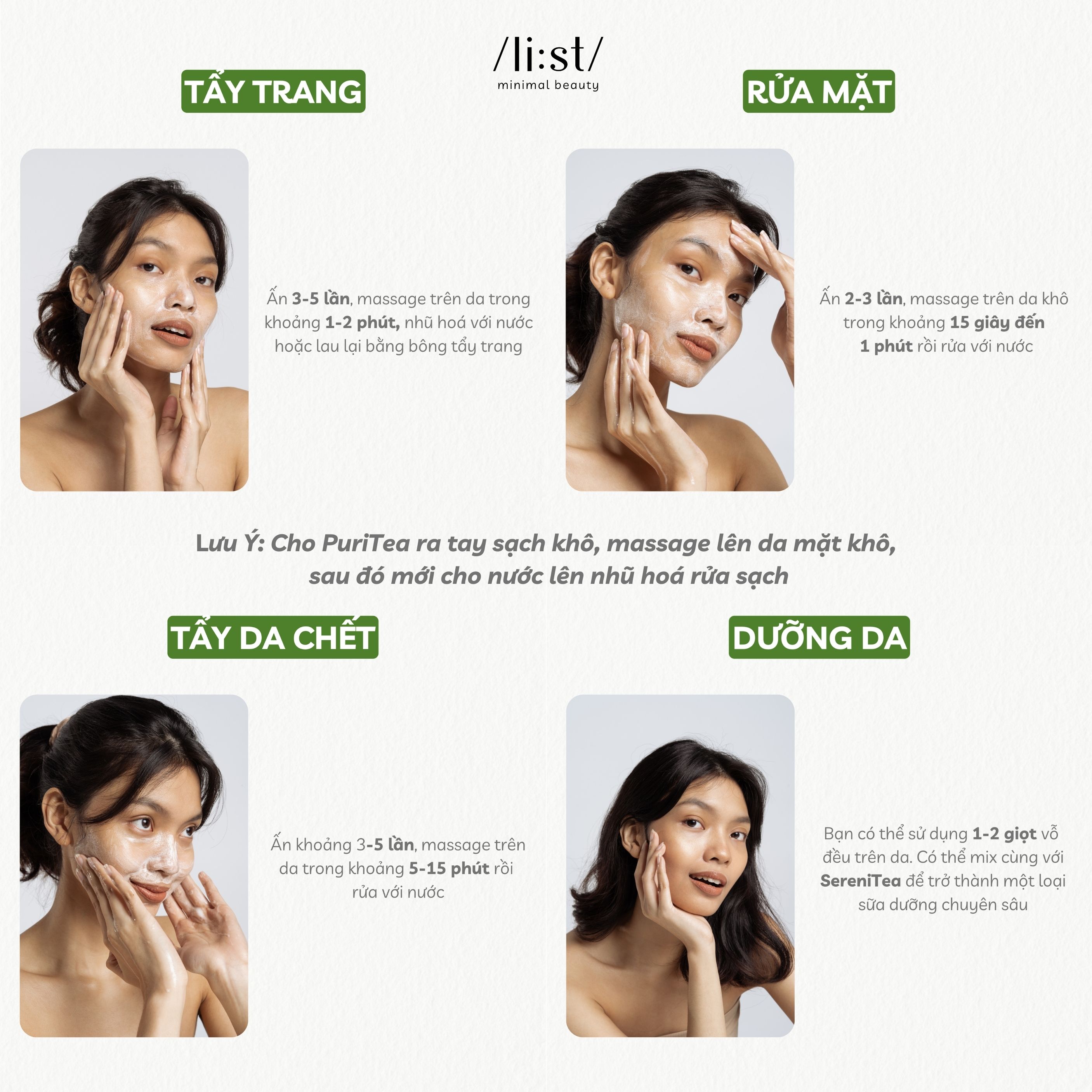 Trà Rửa Mặt Dưỡng Da Li:st 4 in 1 Tẩy Trang, Rửa Mặt, Tẩy Da Chết, Dưỡng Ẩm PuriTea 100ml_thumbnail_5