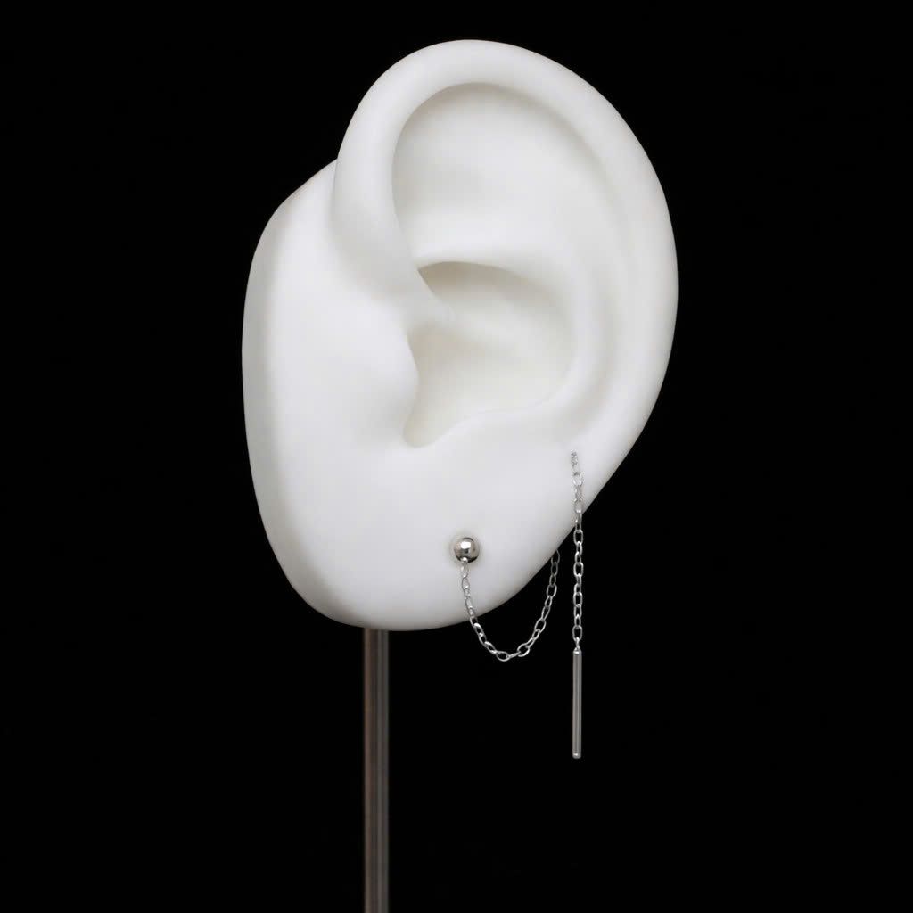 Khuyên kiểu xích tua rua 1 đầu bi