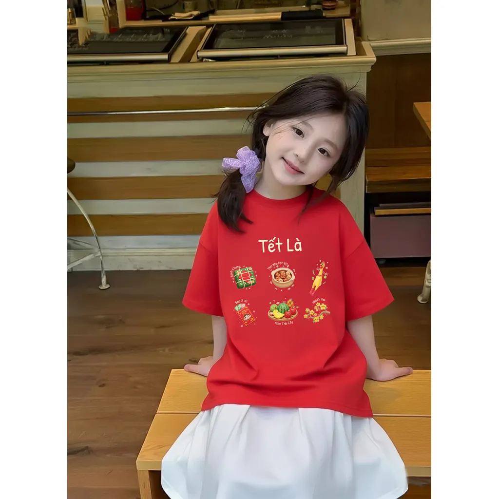 Áo thun kid Tết 2026 Kado vải cotton co giãn thoáng mát thoải mái cho bé cổ tròn in mix 2920_thumbnail_2