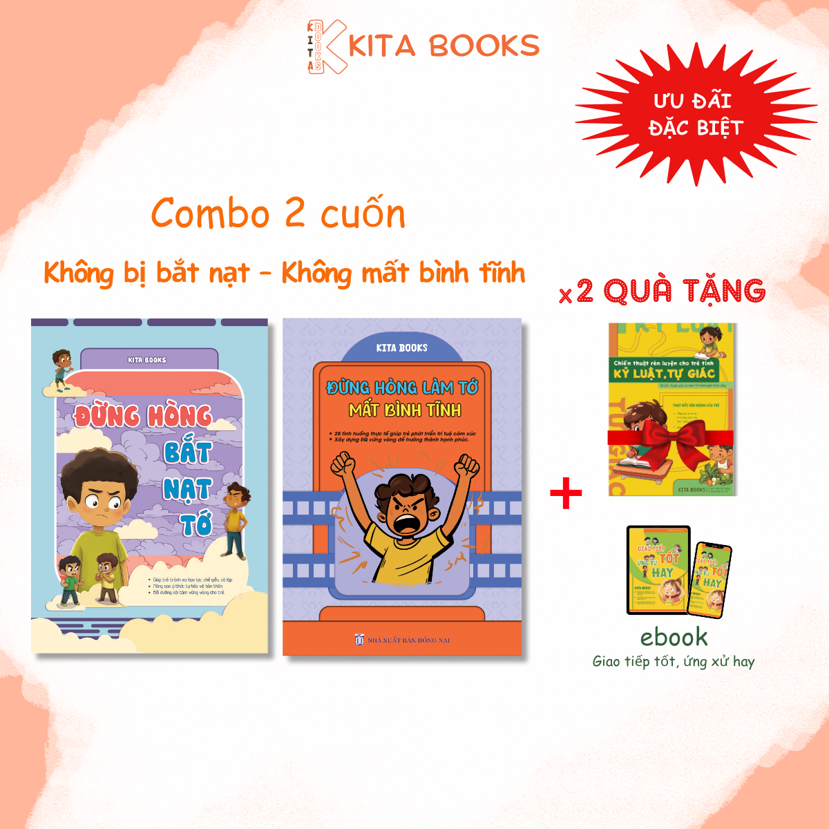 (COMBO) - SÁCH ĐỒNG HÀNH CÙNG CON 2 CUỐN + QUÀ TẶNG KỶ LUẬT CHO BÉ