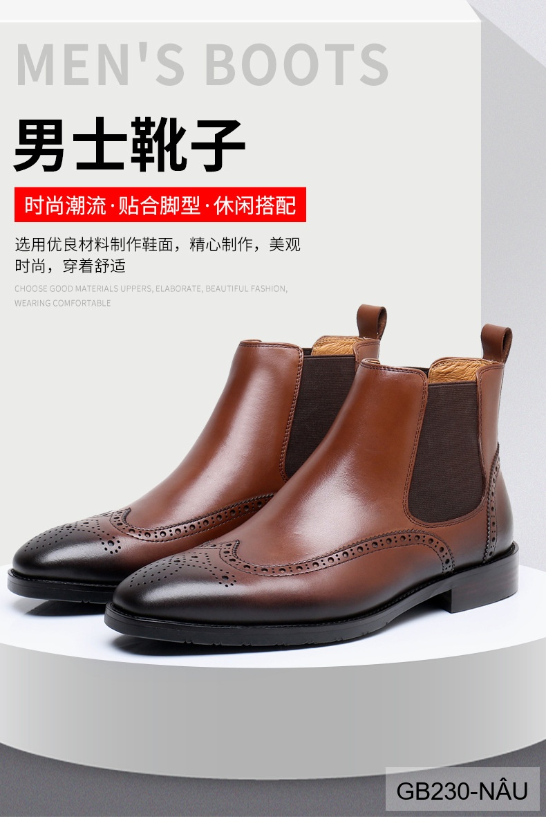 GB230 - Bốt Chelsea Nam Da Bò Phong Cách Anh Quốc Đế Cao 3-5cm_thumbnail_18