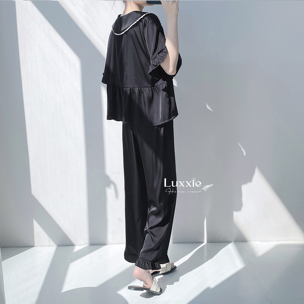 N89B Pijama lụa dáng babydoll cộc tay